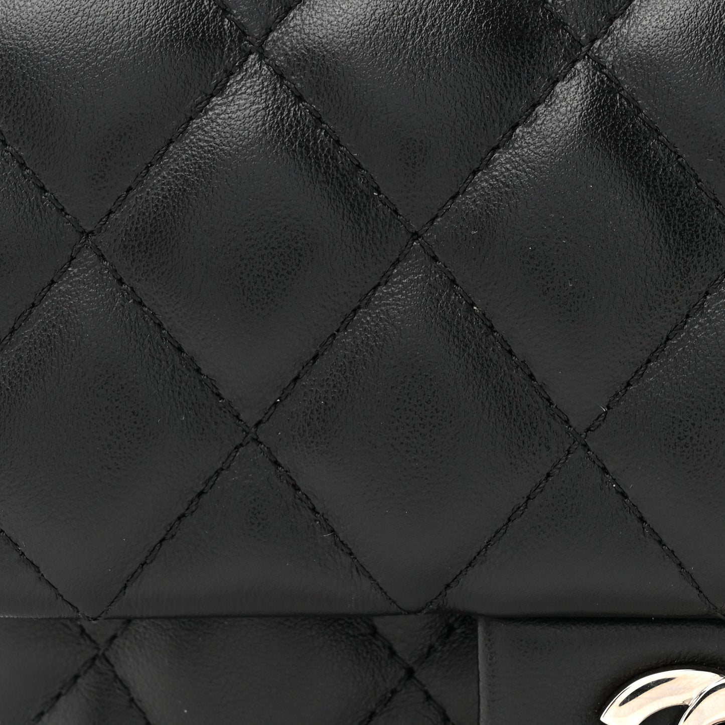 Calfskin Quilted CC Uniform Flap Belt Bag Black