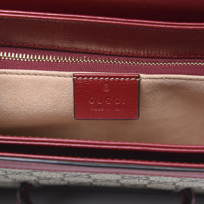 Gucci GG Supreme Monogram Azalea Calfskin Horsebit 1955 Shoulder Bag Beige Ebony New Cherry Red 6 of 9