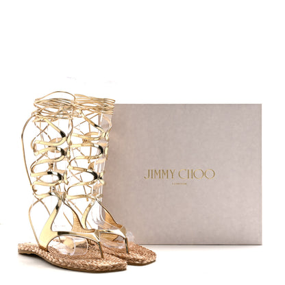 Jimmy Choo Agave Gladiator Espadrilles Flat Sandals 40 Gold 8 of 8