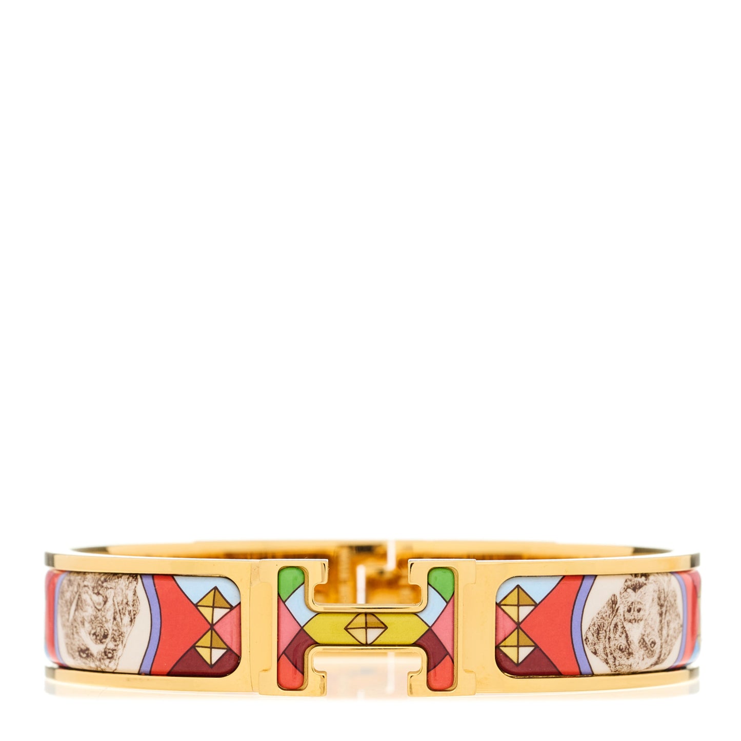 Enamel Printed Colliers et Chiens Narrow Clic Clac H Bracelet GM