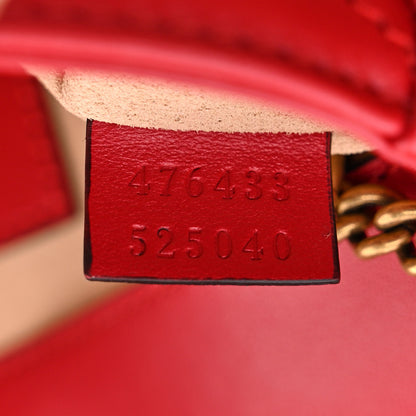 Gucci Calfskin Matelasse Super Mini GG Marmont Shoulder Bag Hibiscus Red 7 of 11