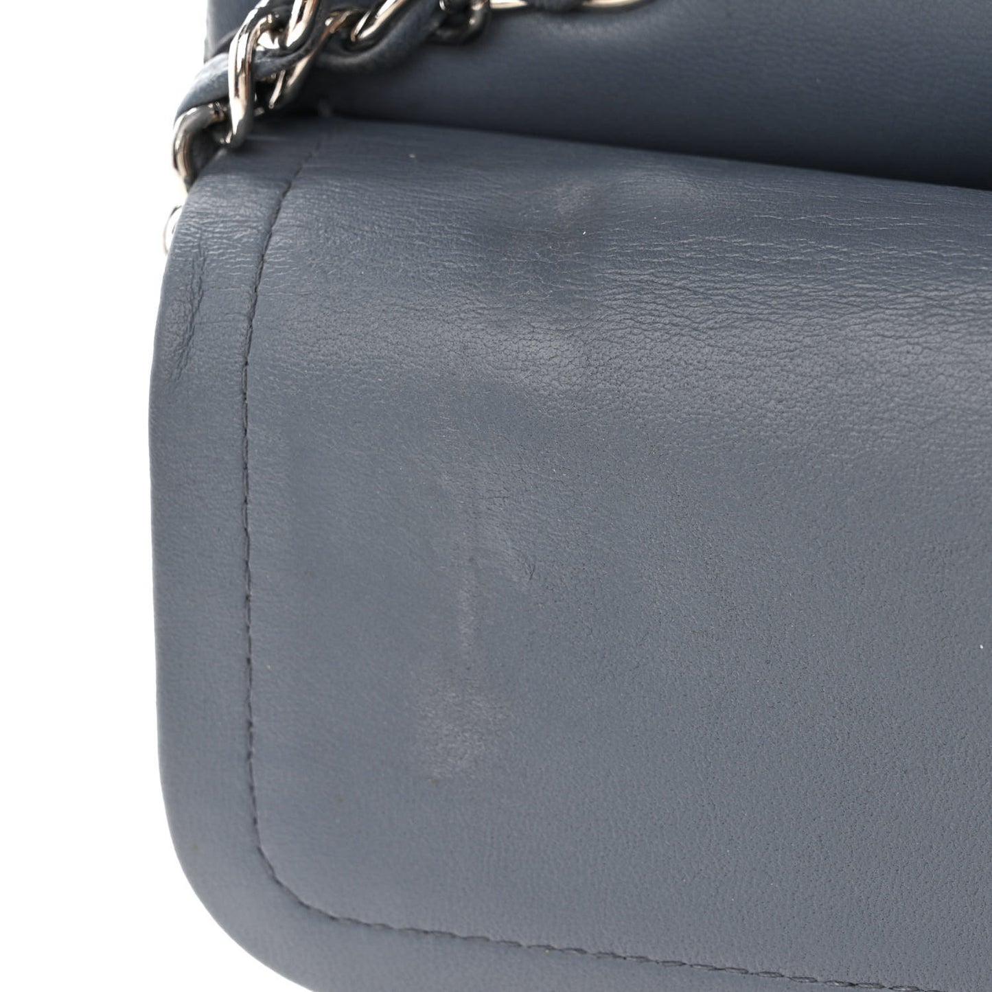 Lambskin Quilted Medium Double Flap Dark Grey