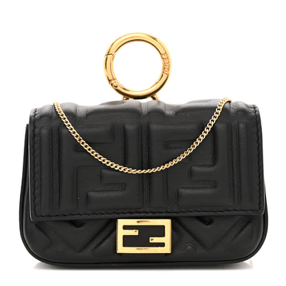 Fendi Nappa Matisse FF Embossed Nano Baguette Charm Black 1 of 10