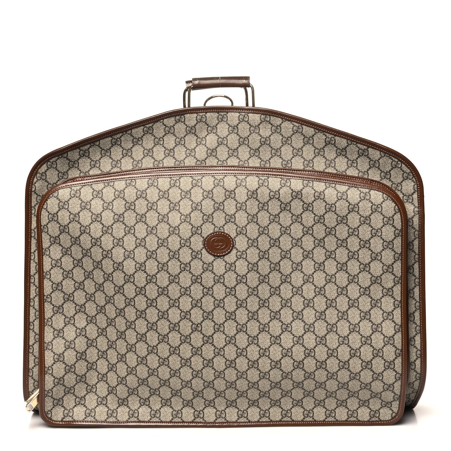 GG Supreme Monogram Azalea Calfskin Retro Interlocking G Hanger Garment Bag Beige Ebony Brown Sugar