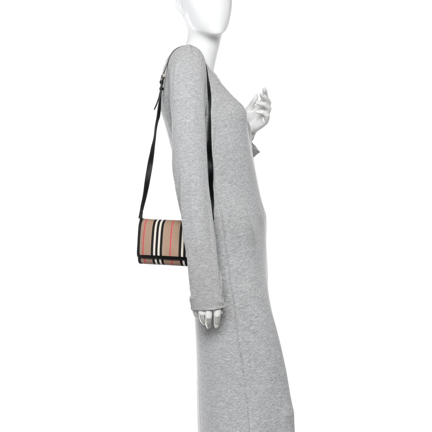 E-Canvas Icon Stripe Hannah Wallet With Detachable Strap Archive Beige