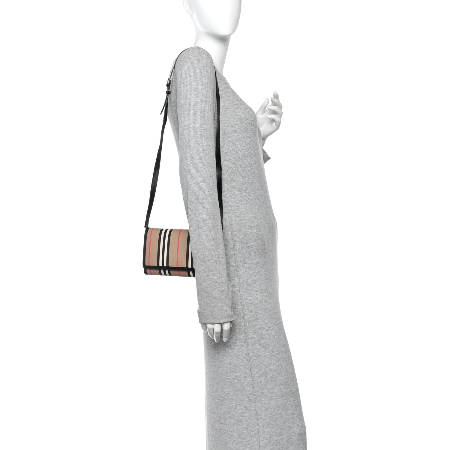 Burberry E-Canvas Icon Stripe Hannah Wallet With Detachable Strap Archive Beige 2 of 10
