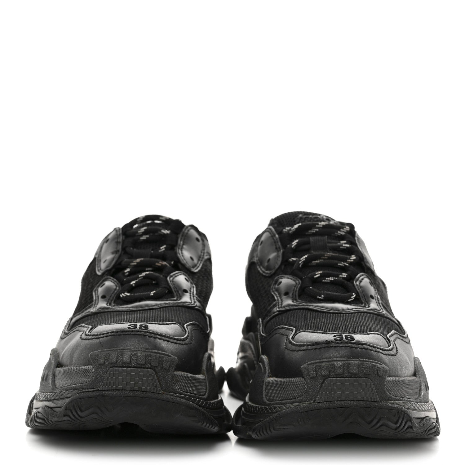 Balenciaga Fabric Mesh Womens Triple S Sneakers 38 Black 3 of 9