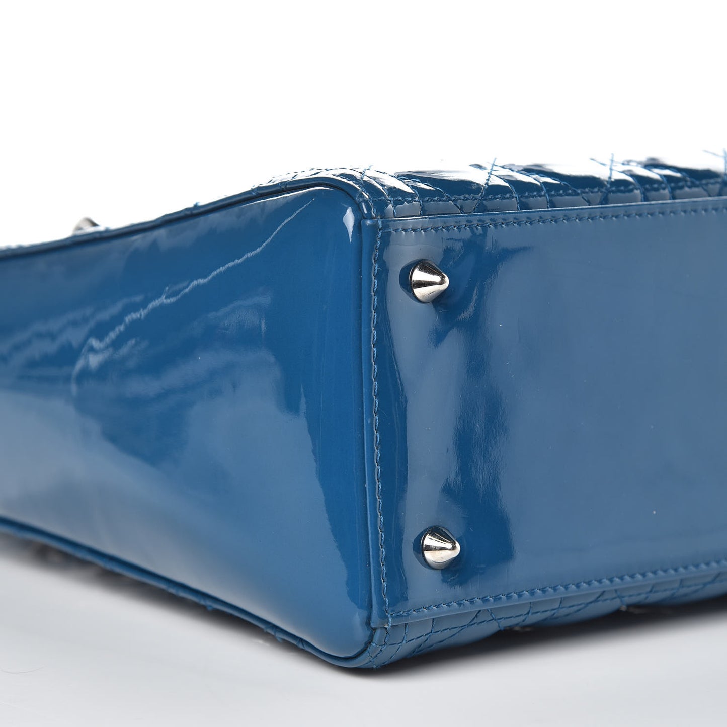 Patent Cannage Medium Lady Dior Blue
