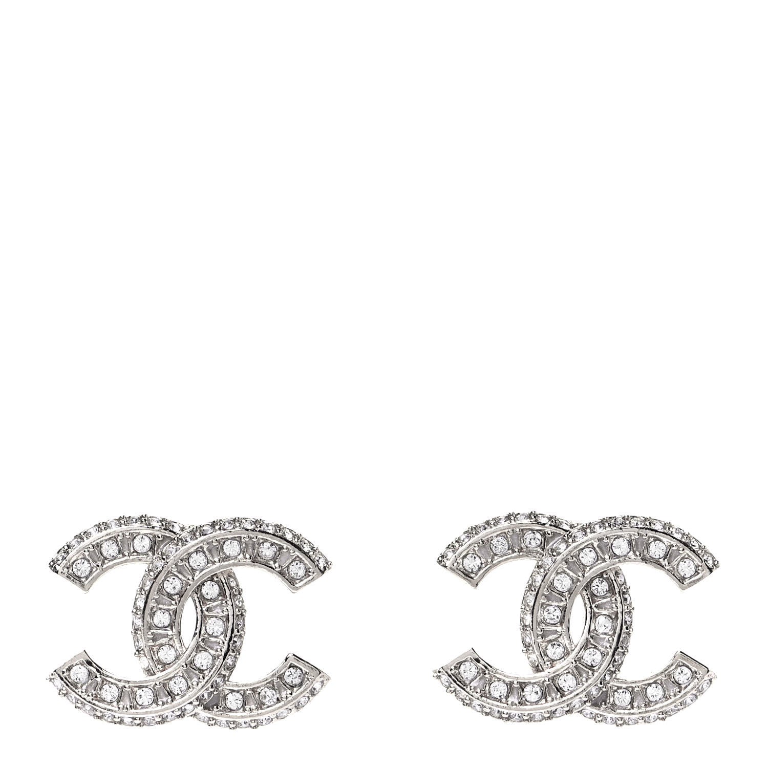 Chanel Crystal Timeless CC Earrings Light Gold 1 of 5