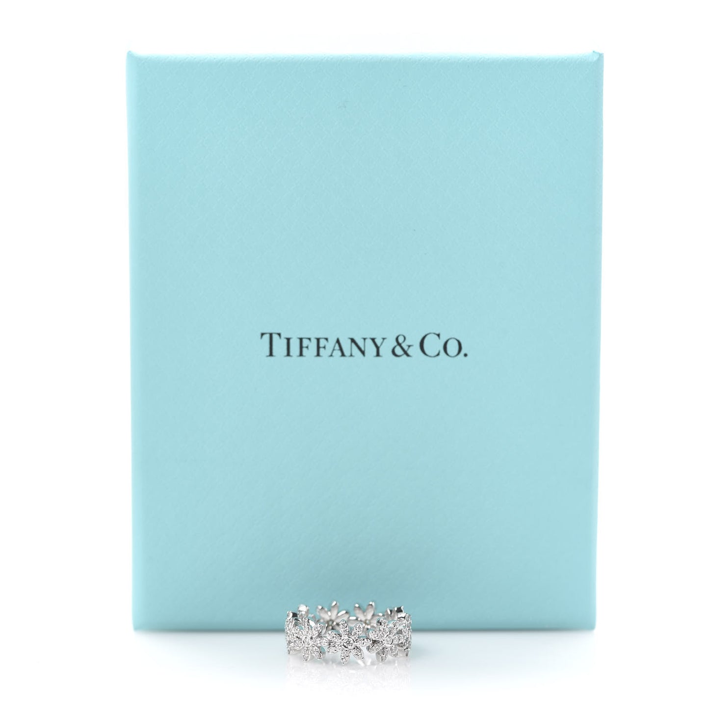 18K White Gold Diamond Metro Daisy Band Ring 49 5