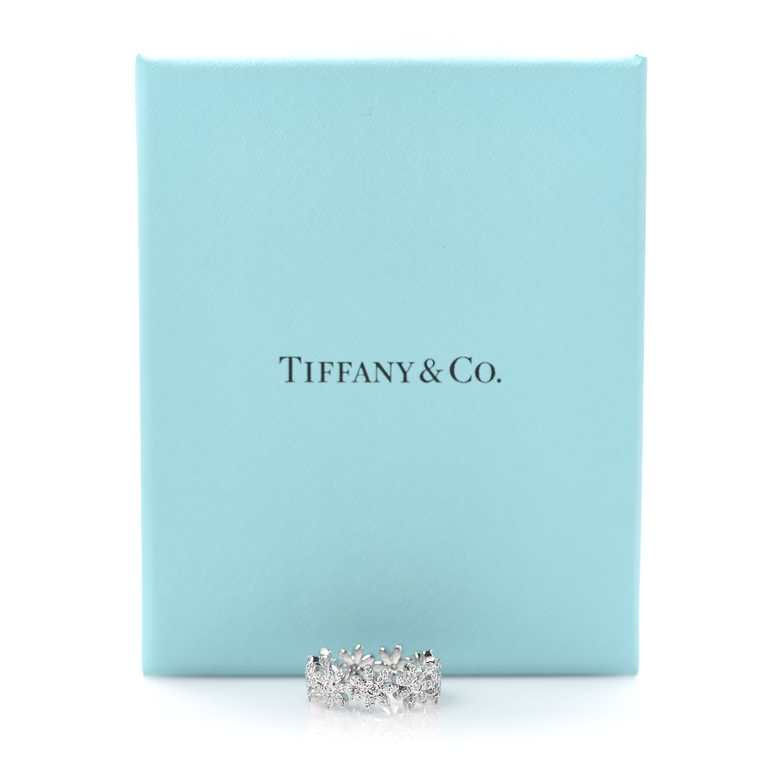 Tiffany 18K White Gold Diamond Metro Daisy Band Ring 49 5 6 of 6