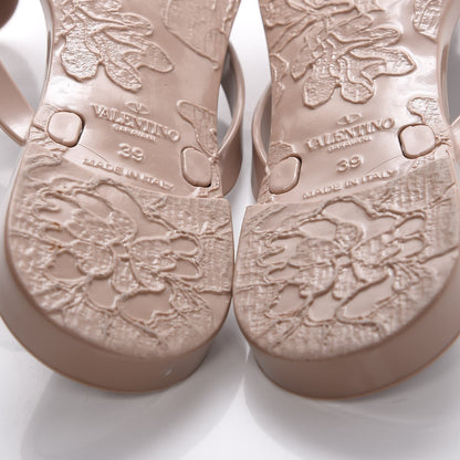 Valentino Garavani PVC Jelly Lace Print Bow Thong Sandals 39 Black Poudre 10 of 11