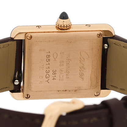 Cartier 18K Pink Gold Alligator 22mm Tank Louis Manual Winding Watch Brown 4 of 4