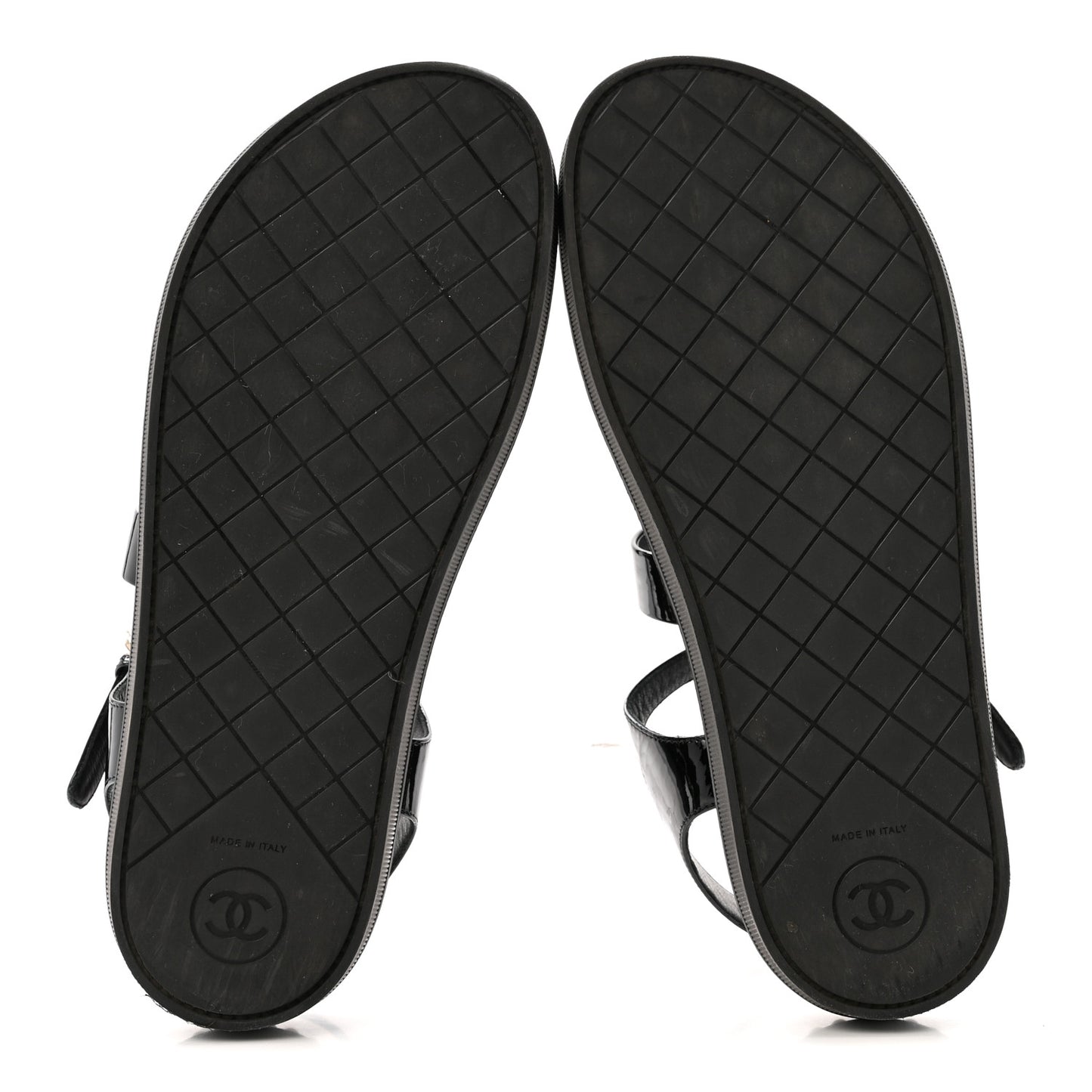 Patent Calfskin Pearl Platform Sandals 39 Black