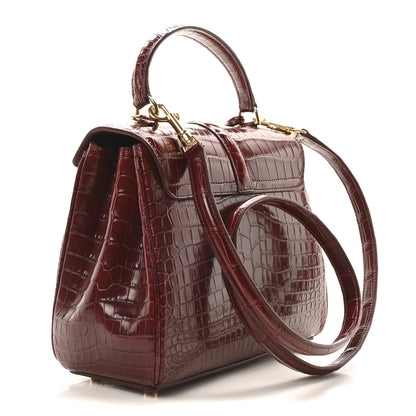 Celine Crocodile Small 16 Top Handle Bag Light Burgundy 3 of 10