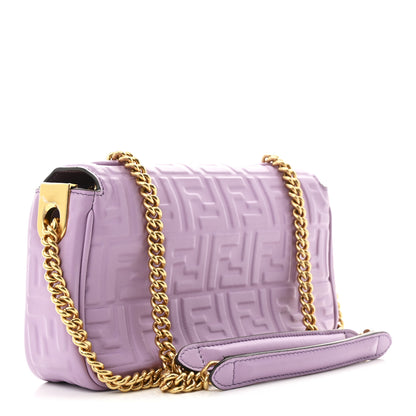 Fendi Nappa FF Embossed Small Midi Chain Baguette Violetta 2 of 9