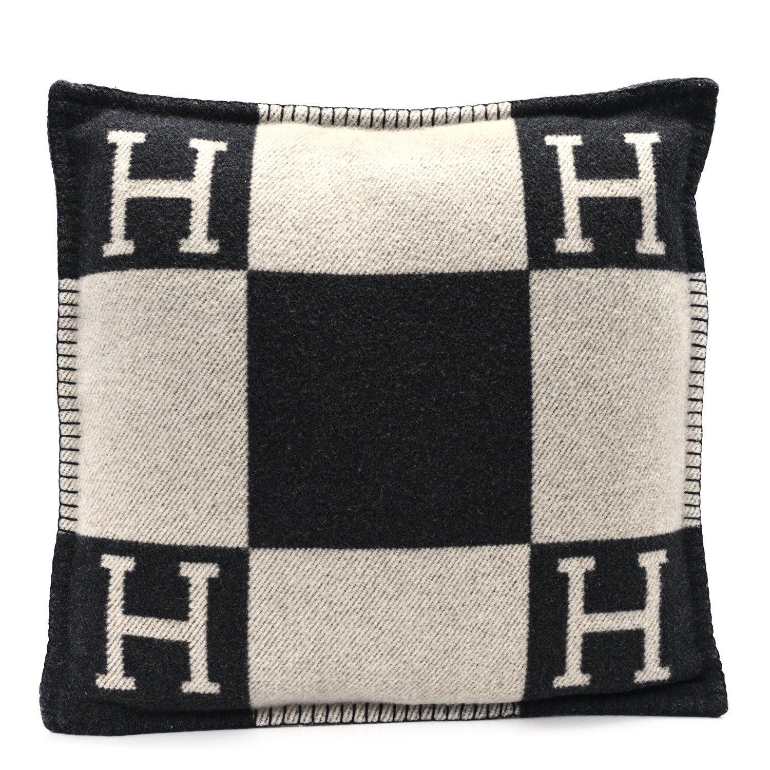 Hermes Wool Cashmere Avalon Pillow PM Ecru Gris Fonce 1 of 3