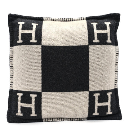Hermes Wool Cashmere Avalon Pillow PM Ecru Gris Fonce 1 of 3