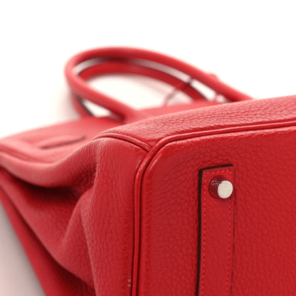 Hermes Taurillon Clemence Birkin 35 Rouge Casaque 11 of 17
