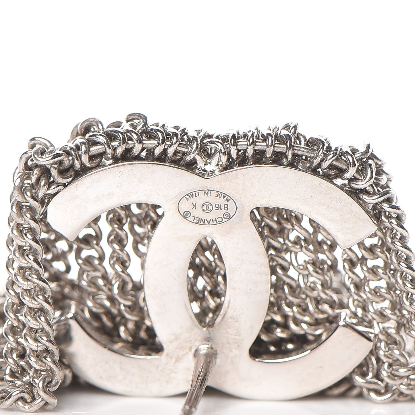 Baguette Crystal CC Chain Drop Earrings Silver