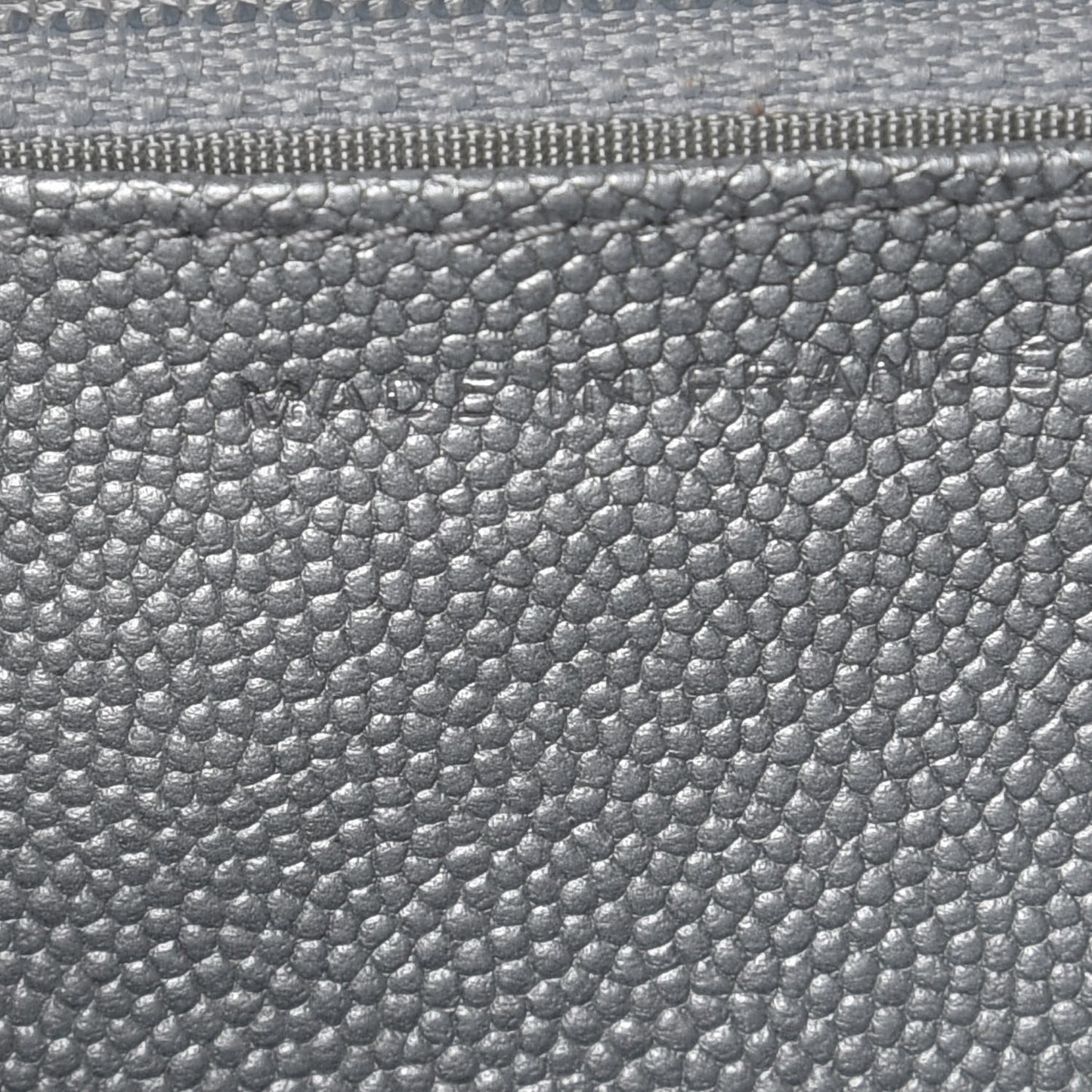Metallic Caviar Chevron Quilted Vintage Mademoiselle Wallet On Chain WOC Silver