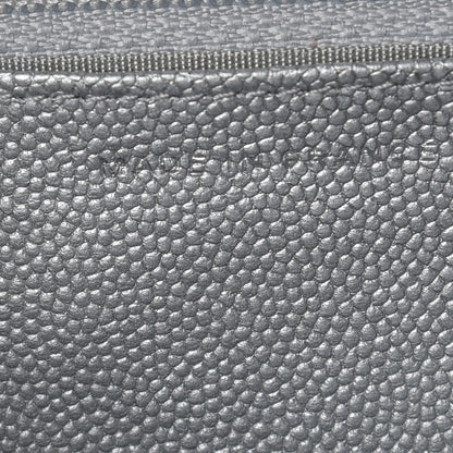 Chanel Metallic Caviar Chevron Quilted Vintage Mademoiselle Wallet On Chain WOC Silver 9 of 12