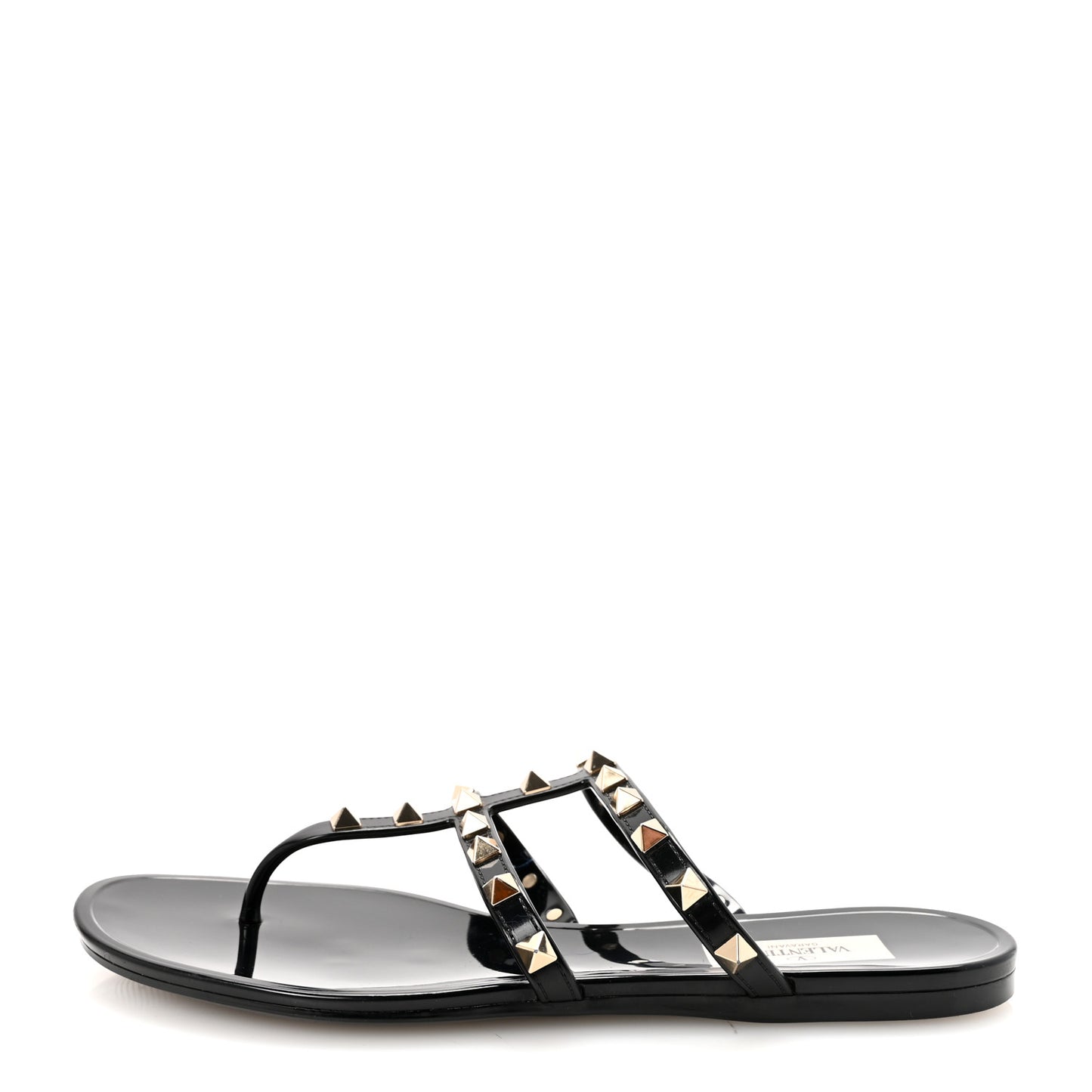 PVC Jelly Rockstud Caged Flat Thong Sandals 38 Black