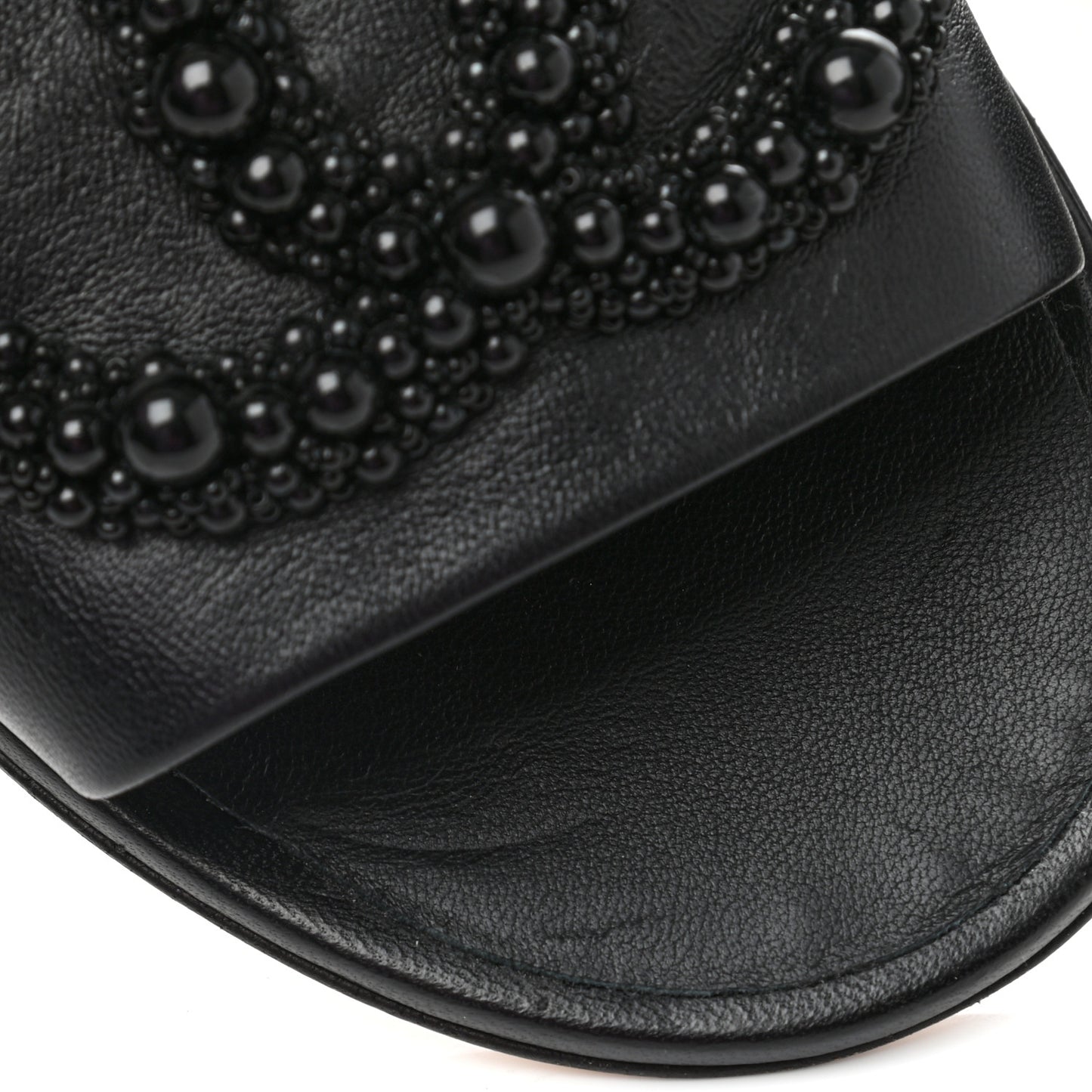 Lambskin Beaded CC Mules 39 Black