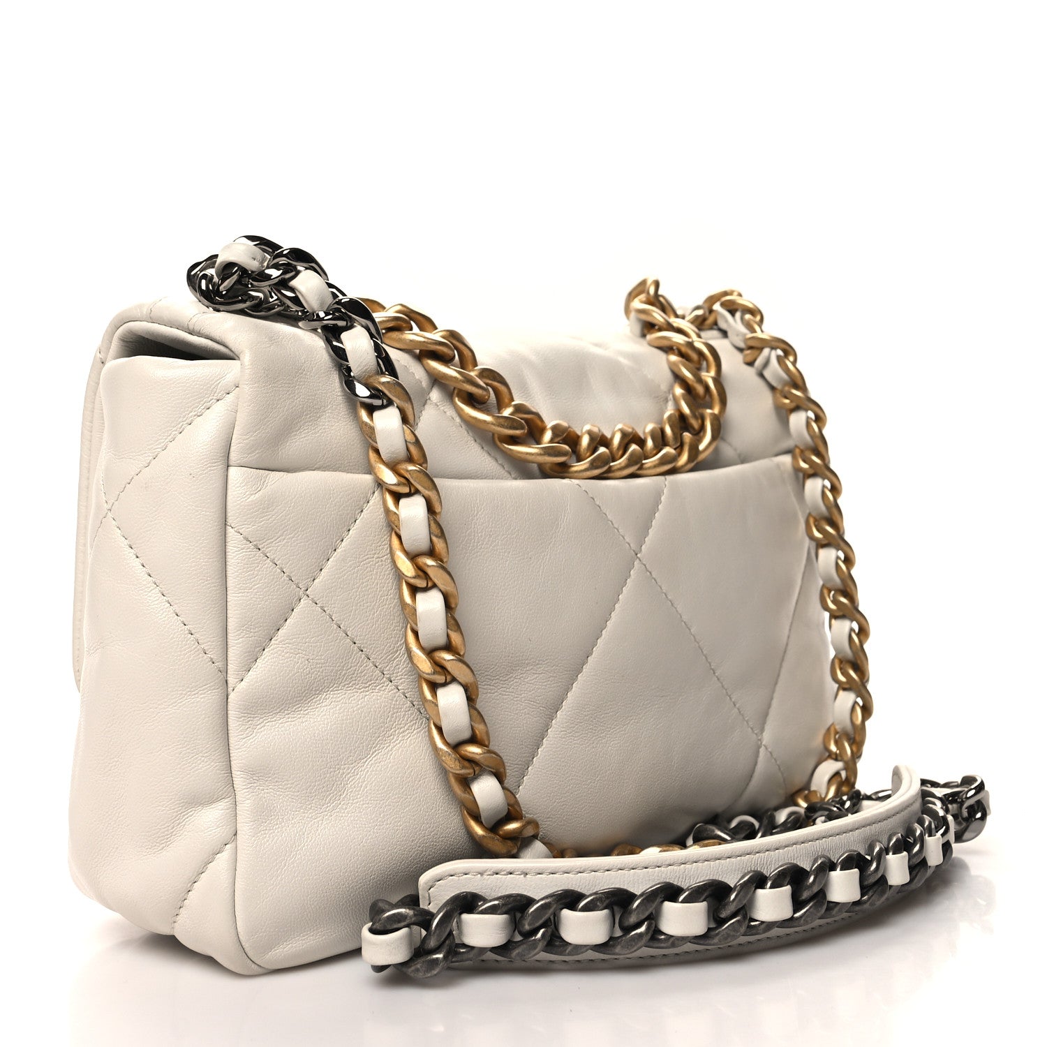 Chanel Lambskin Quilted Medium Chanel 19 Flap White 3 of 12