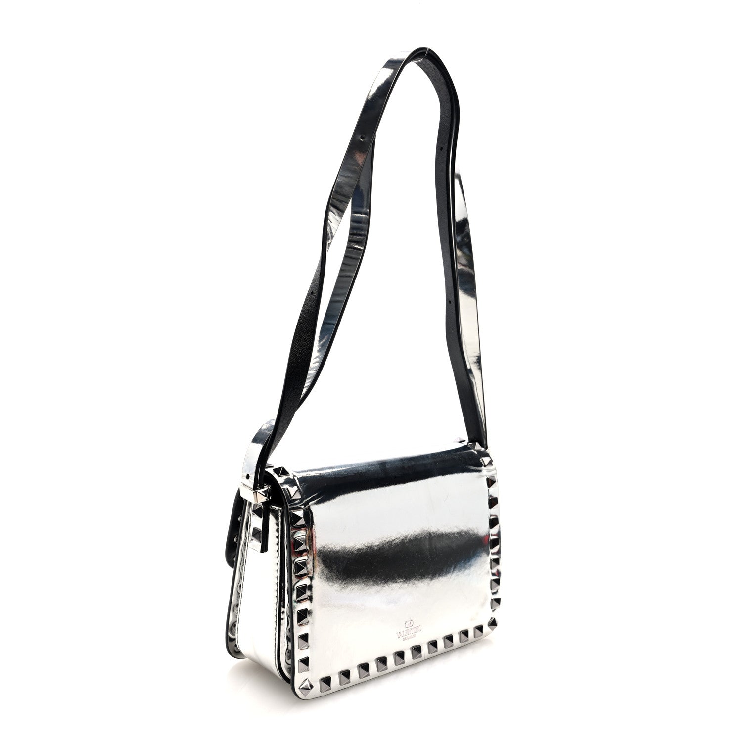 Valentino Garavani Mirror Calfskin Small Rockstud23 Shoulder Bag Silver 3 of 9