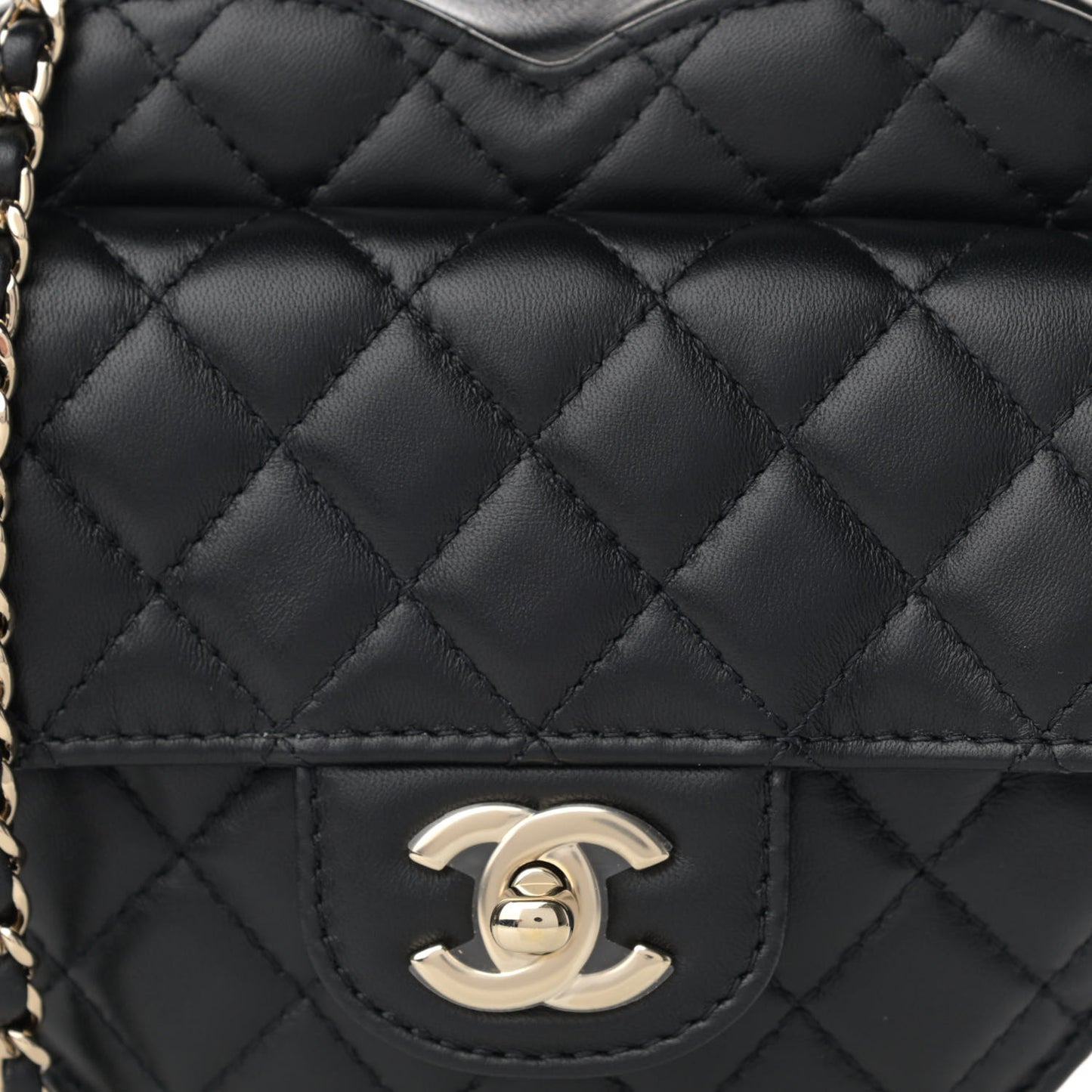 Lambskin Quilted CC In Love Heart Bag Black