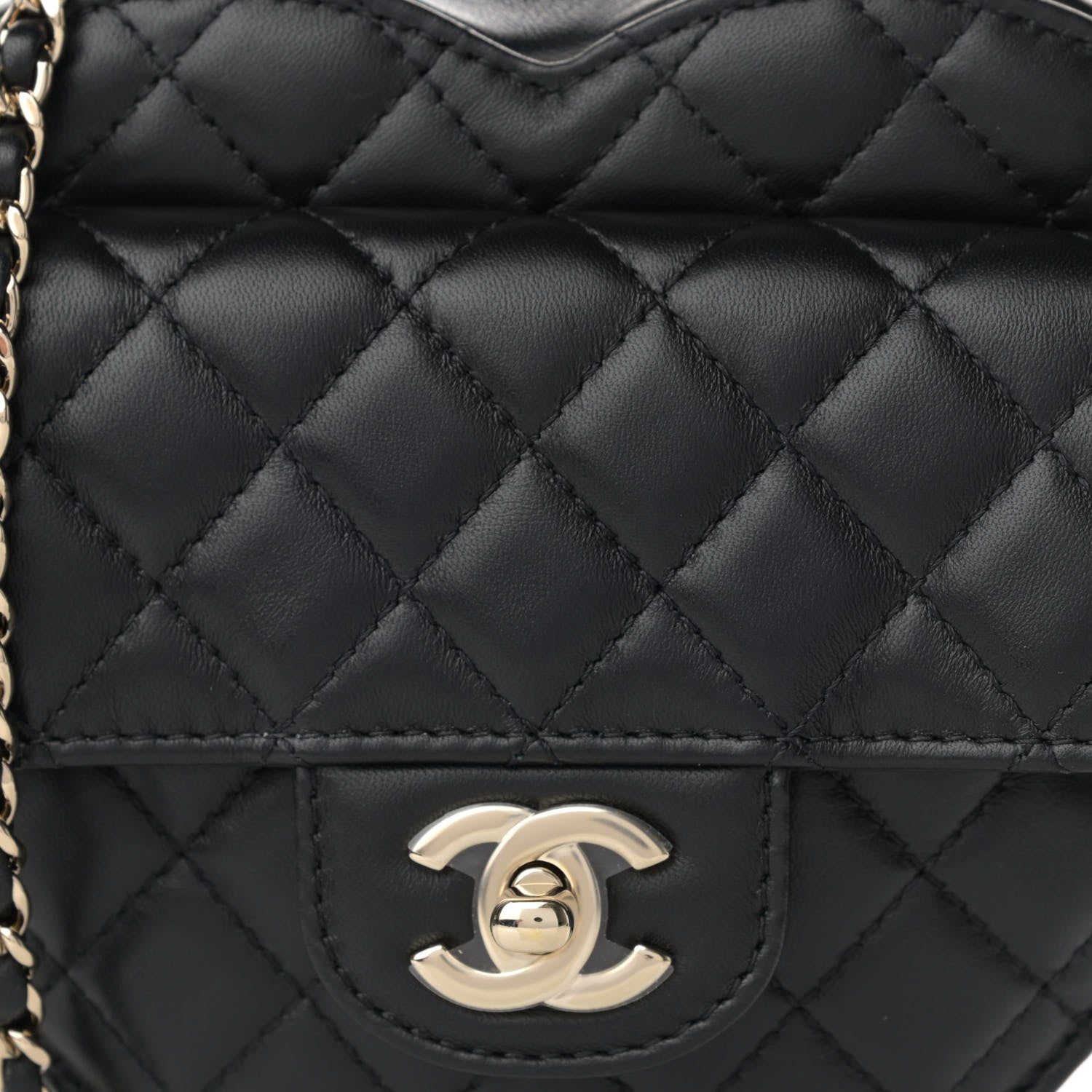 Chanel Lambskin Quilted CC In Love Heart Bag Black 8 of 12