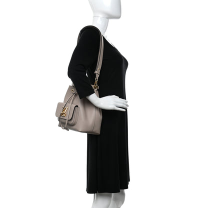 Louis Vuitton Grained Calfskin Lockme Bucket Greige 2 of 8