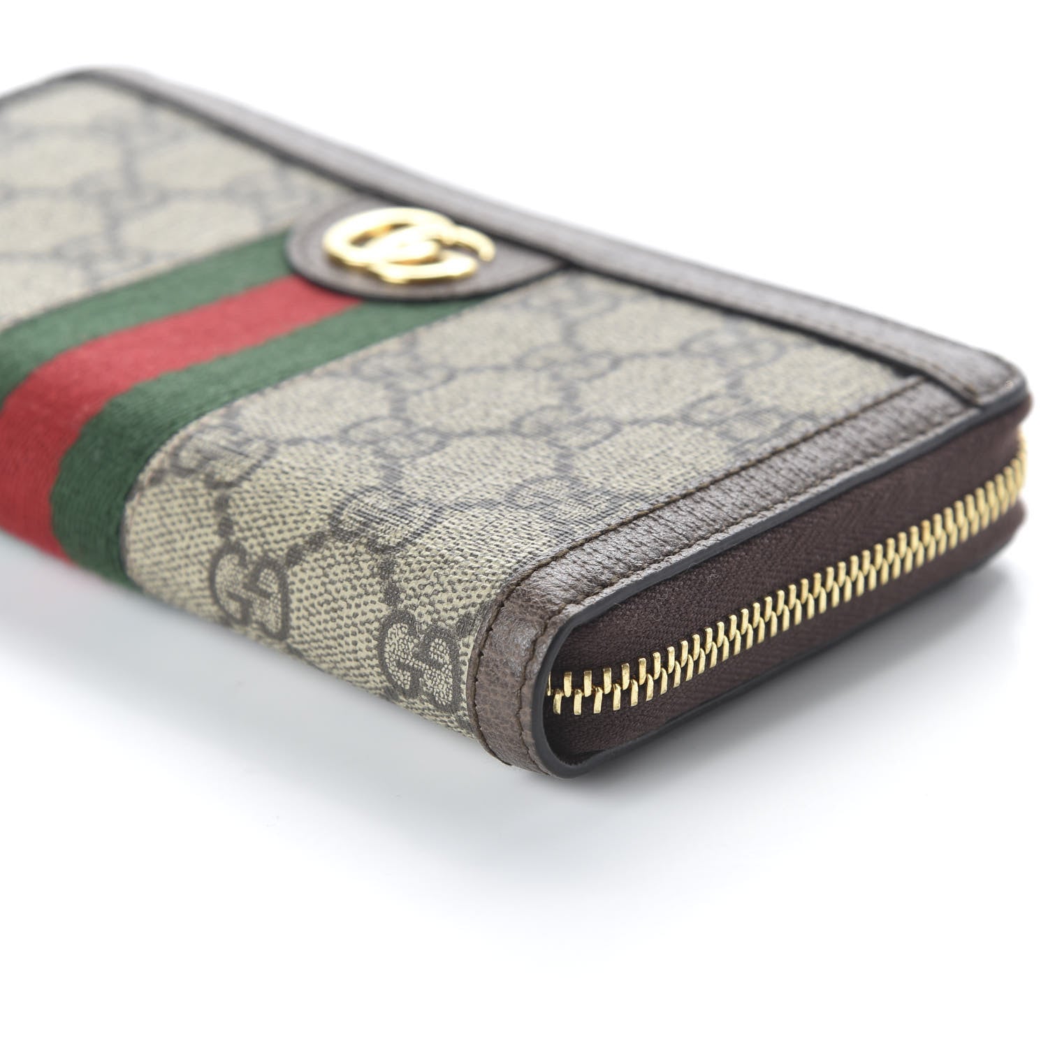 Gucci GG Supreme Monogram Web Ophidia Zip Around Wallet Brown 7 of 9