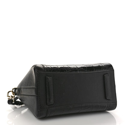 Givenchy Grained Calfskin Crocodile Embossed Mini Antigona Black 4 of 9