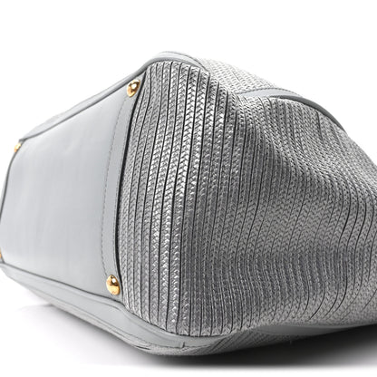 Salvatore Ferragamo Calfskin Raffia Betulla Tote Grey 17 of 17
