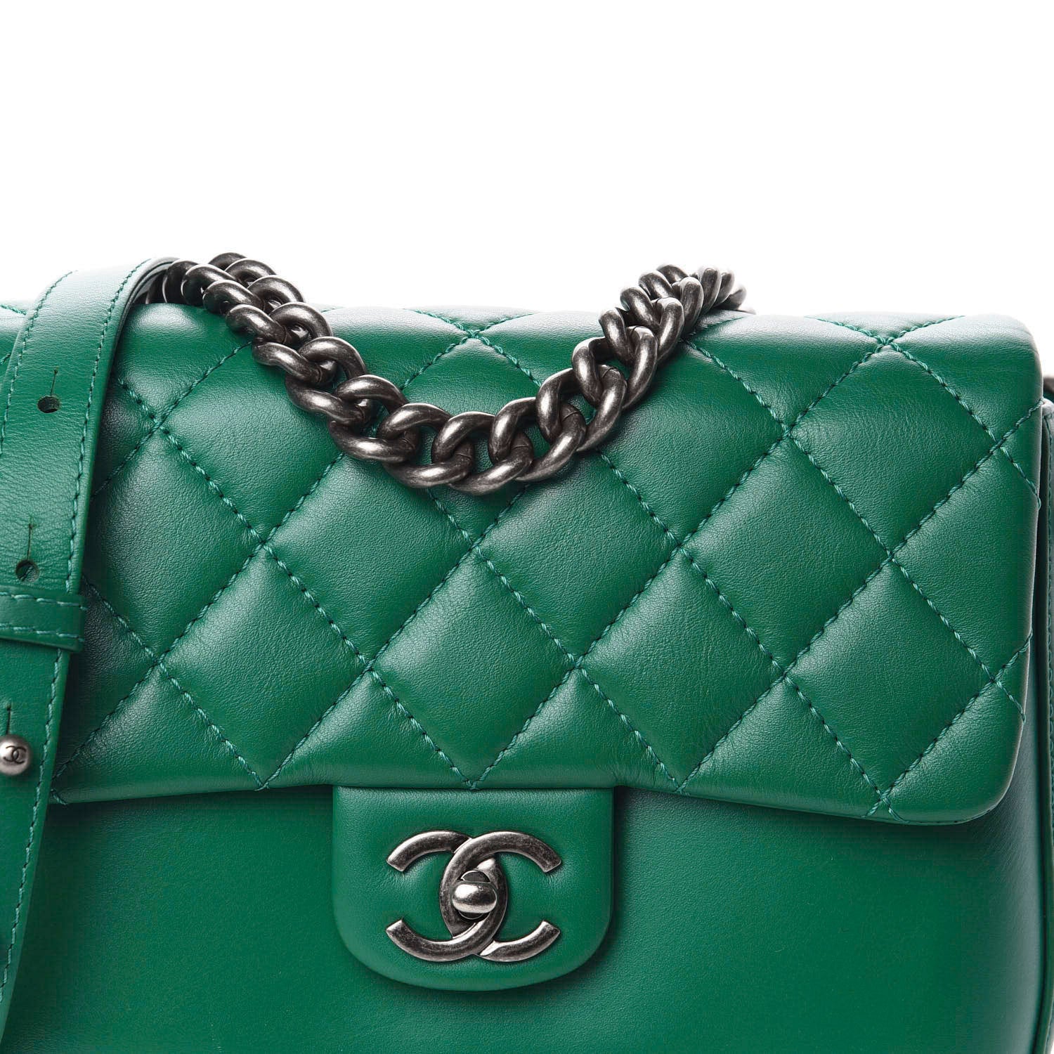 Chanel Calfskin Quilted Medium Rock My Shoulder Flap Green 10 of 10
