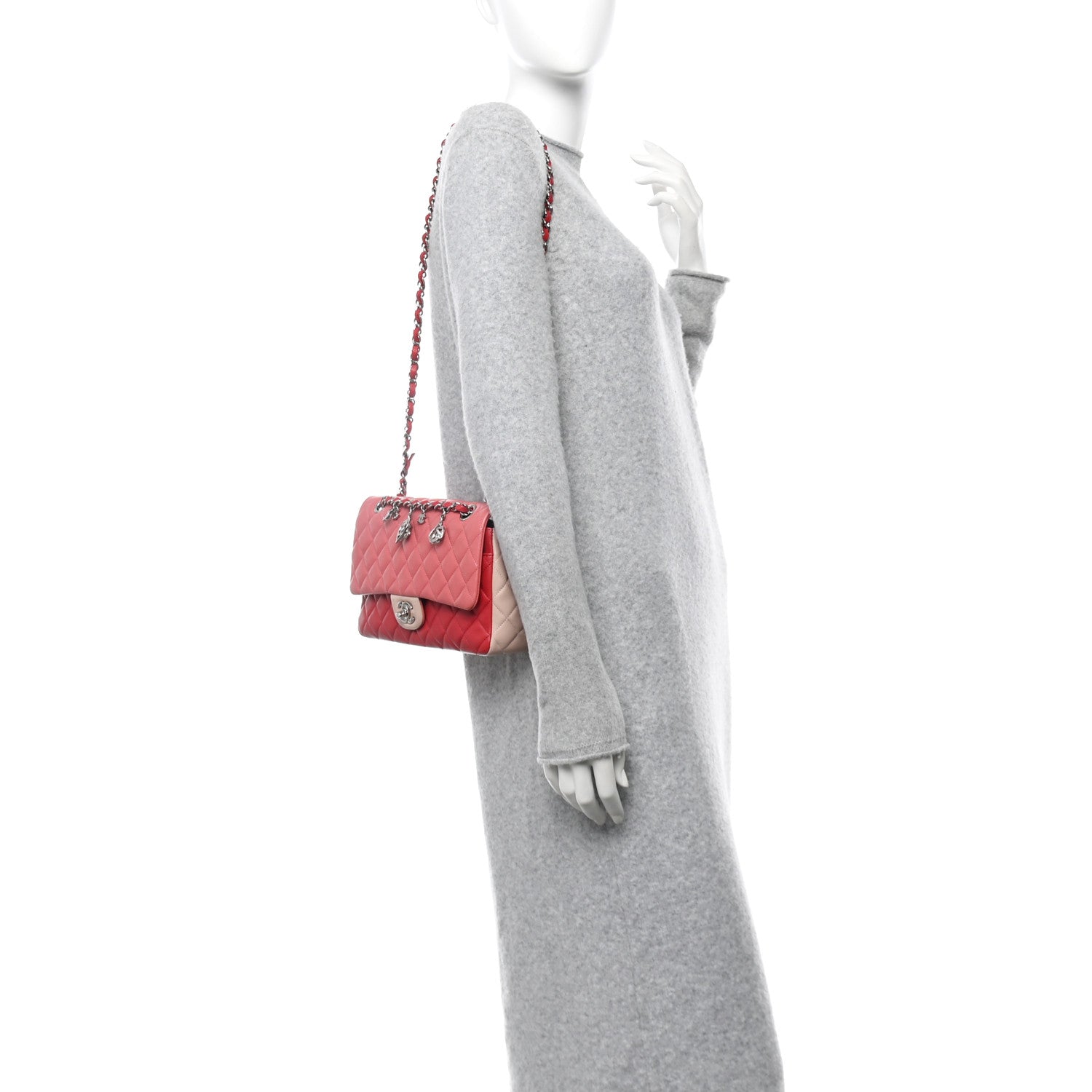 Chanel Lambskin Quilted Tri-Color Medium Valentine Charms Single Flap Pink 2 of 15