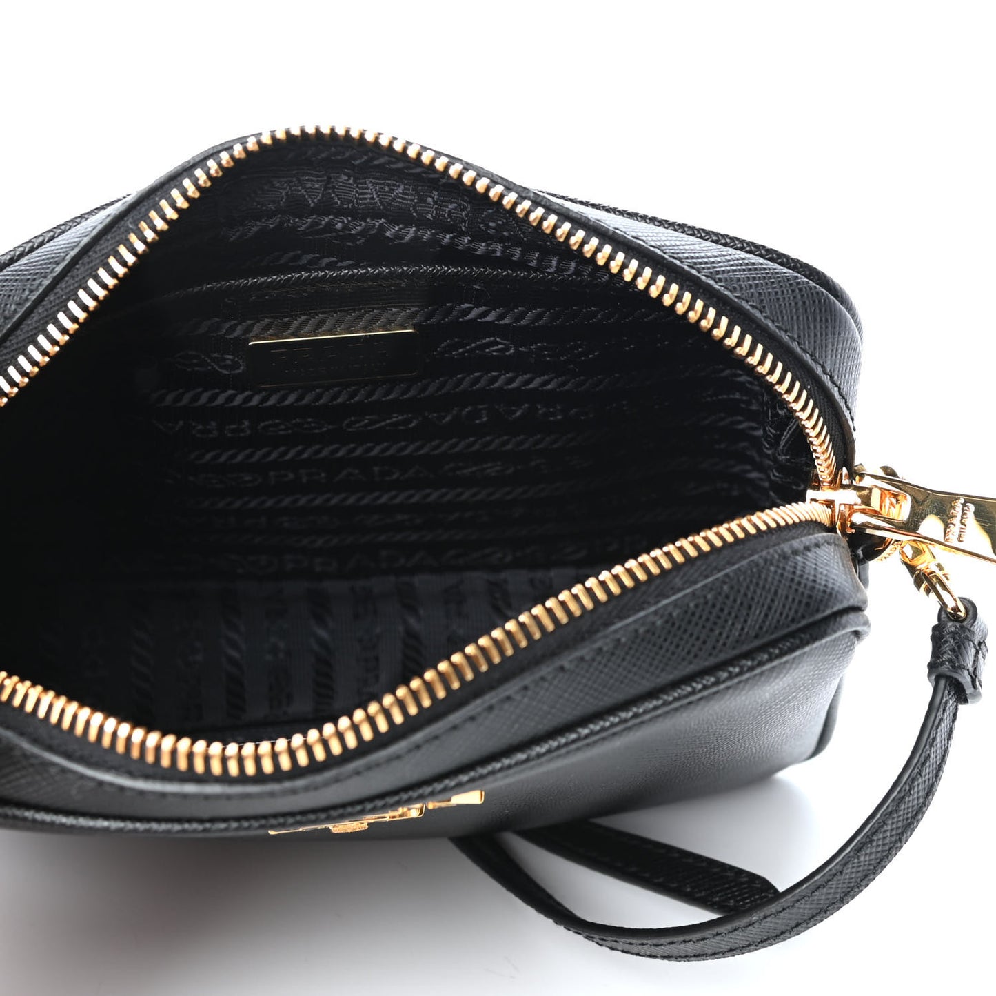Saffiano Lux Small Camera Crossbody Bag Black