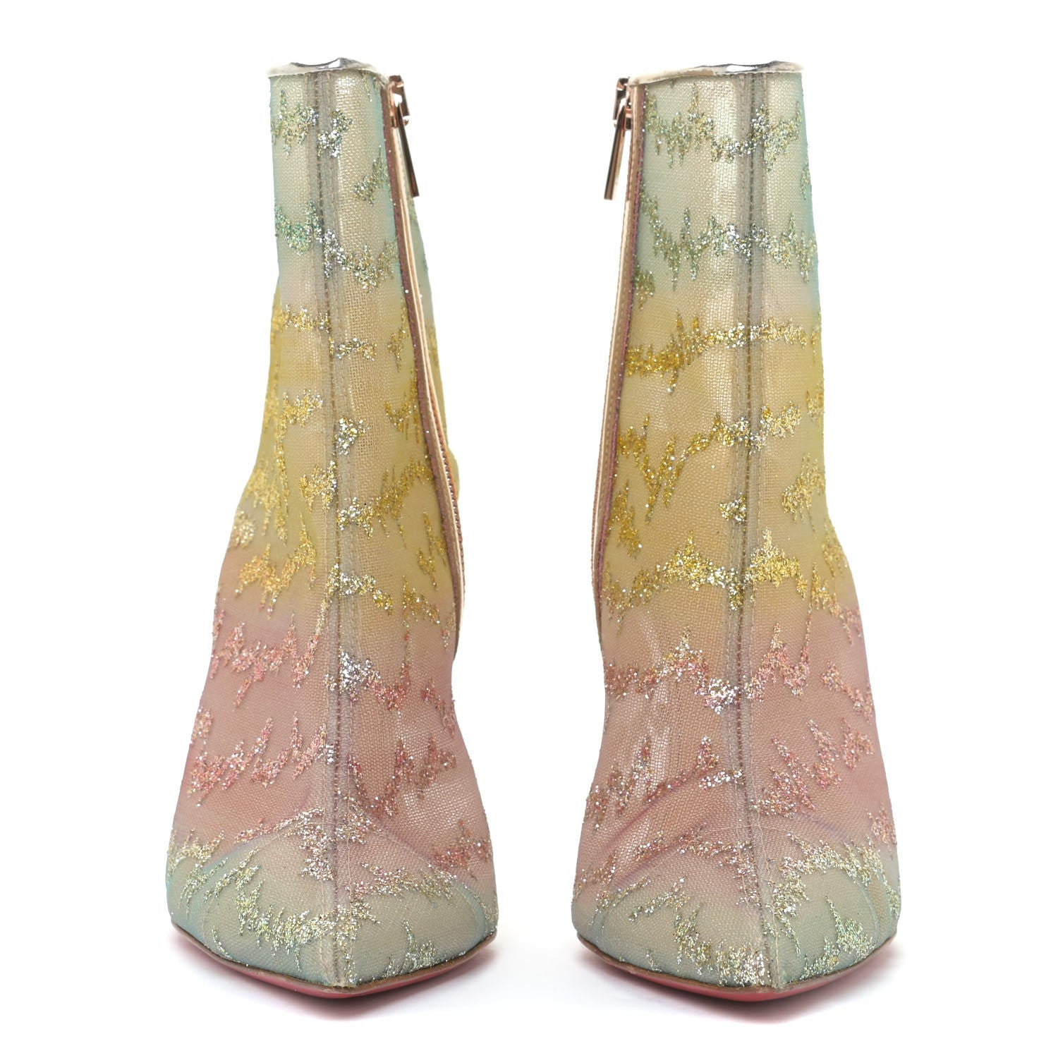 Christian Louboutin Rete Tulle Nancy Bootie 100 Ankle Boots 38.5 Multicolor Blush 3 of 14