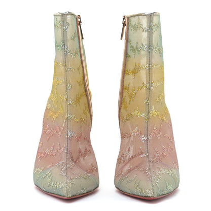 Christian Louboutin Rete Tulle Nancy Bootie 100 Ankle Boots 38.5 Multicolor Blush 3 of 14