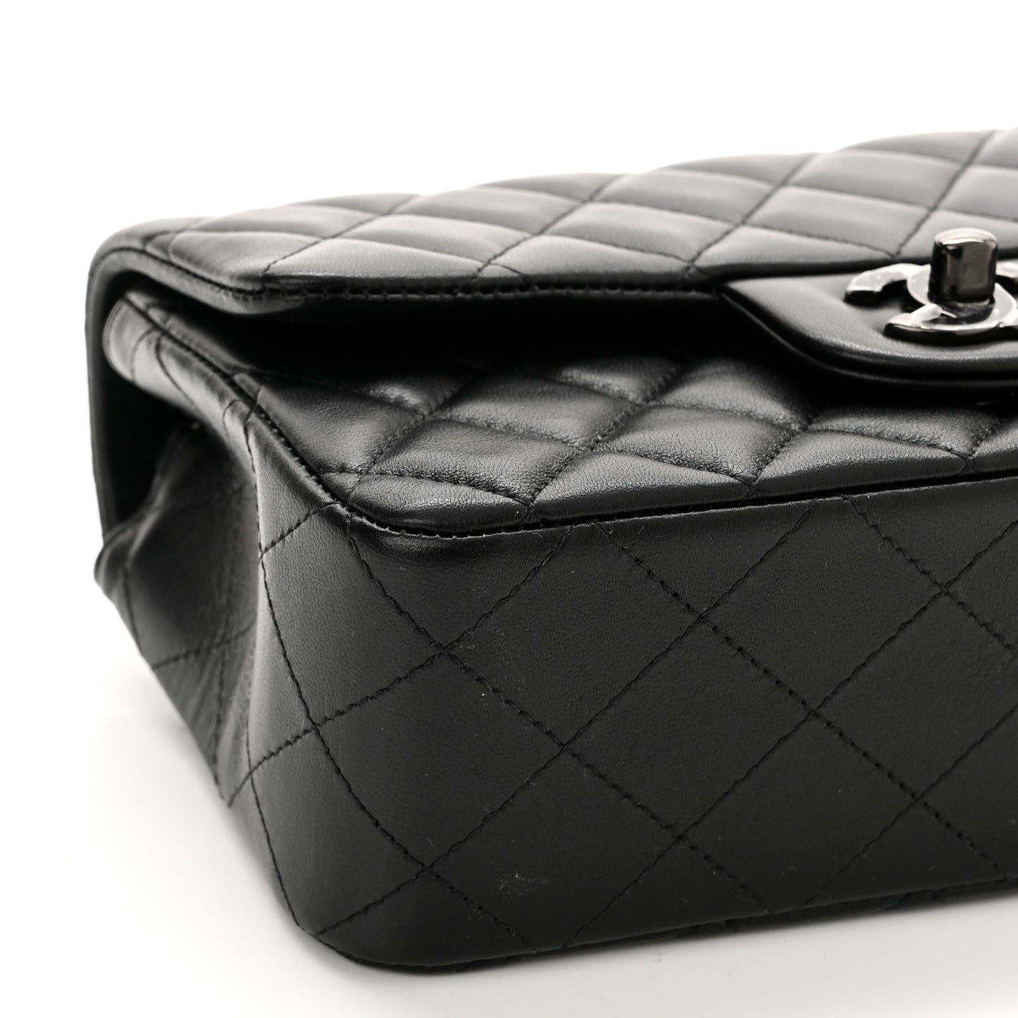 Lambskin Quilted Mini Rectangular Flap So Black