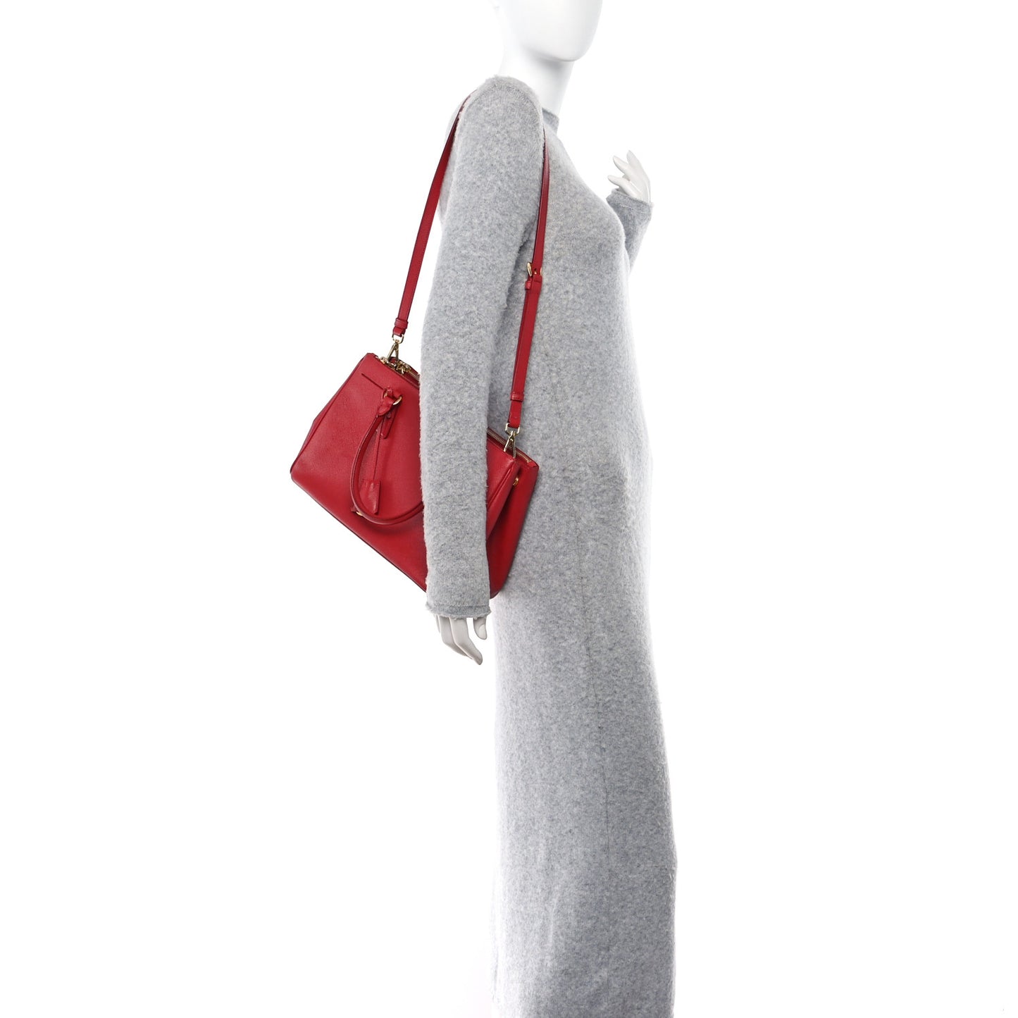 Saffiano Small Galleria Double Zip Tote Fuoco