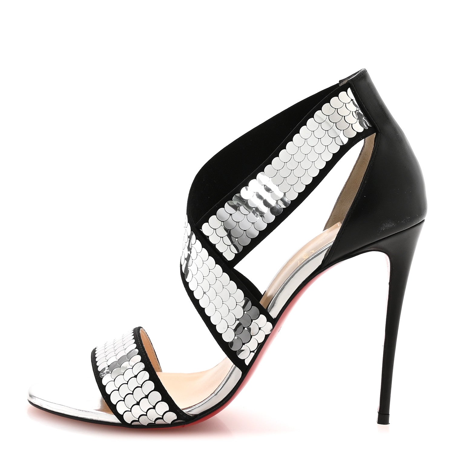 Christian Louboutin Nappa Sequin Xili 100 Disco Ball Sandal Pumps 39.5 Black 1 of 7