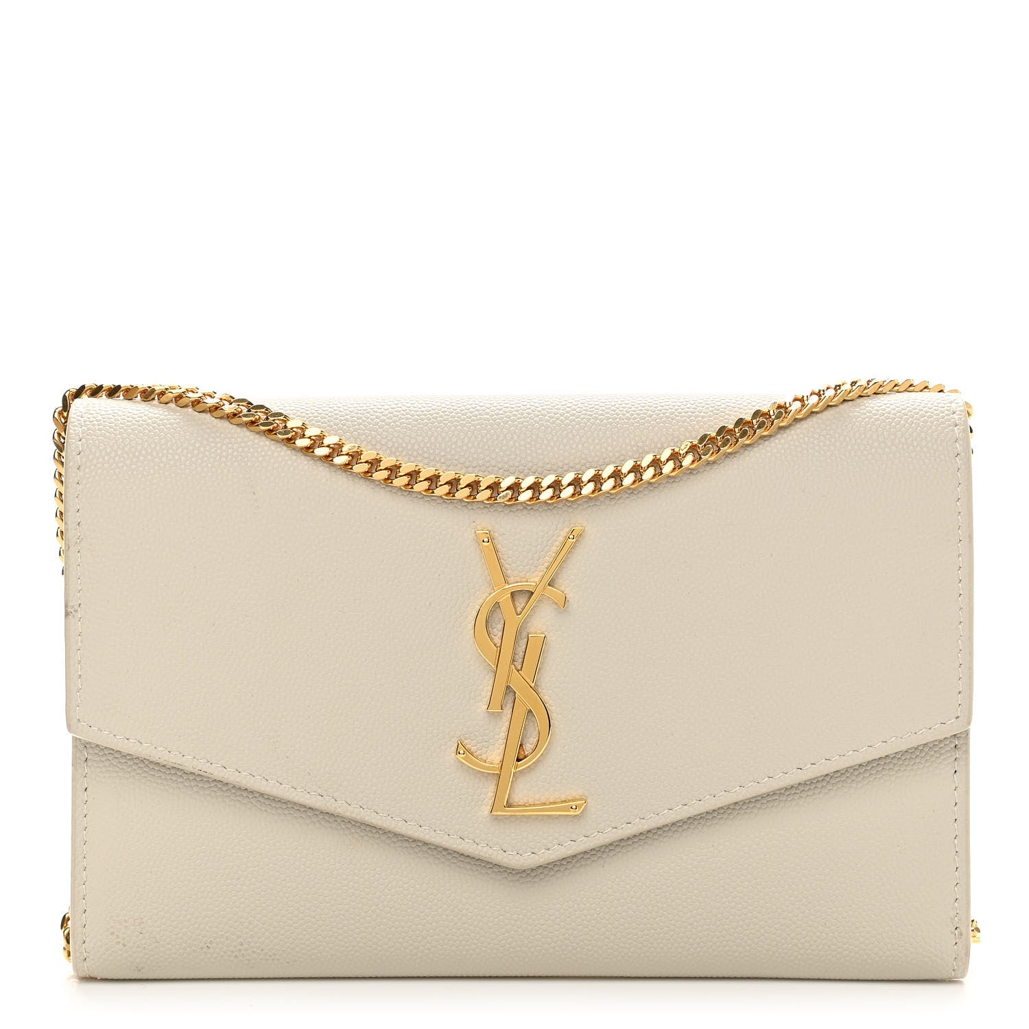Saint Laurent Grain De Poudre Monogram Uptown Chain Wallet Crema Soft 1 of 11