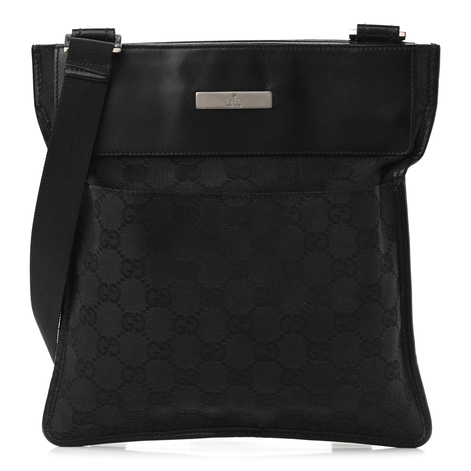 Gucci GG Monogram Messenger Crossbody Bag Black 1 of 11