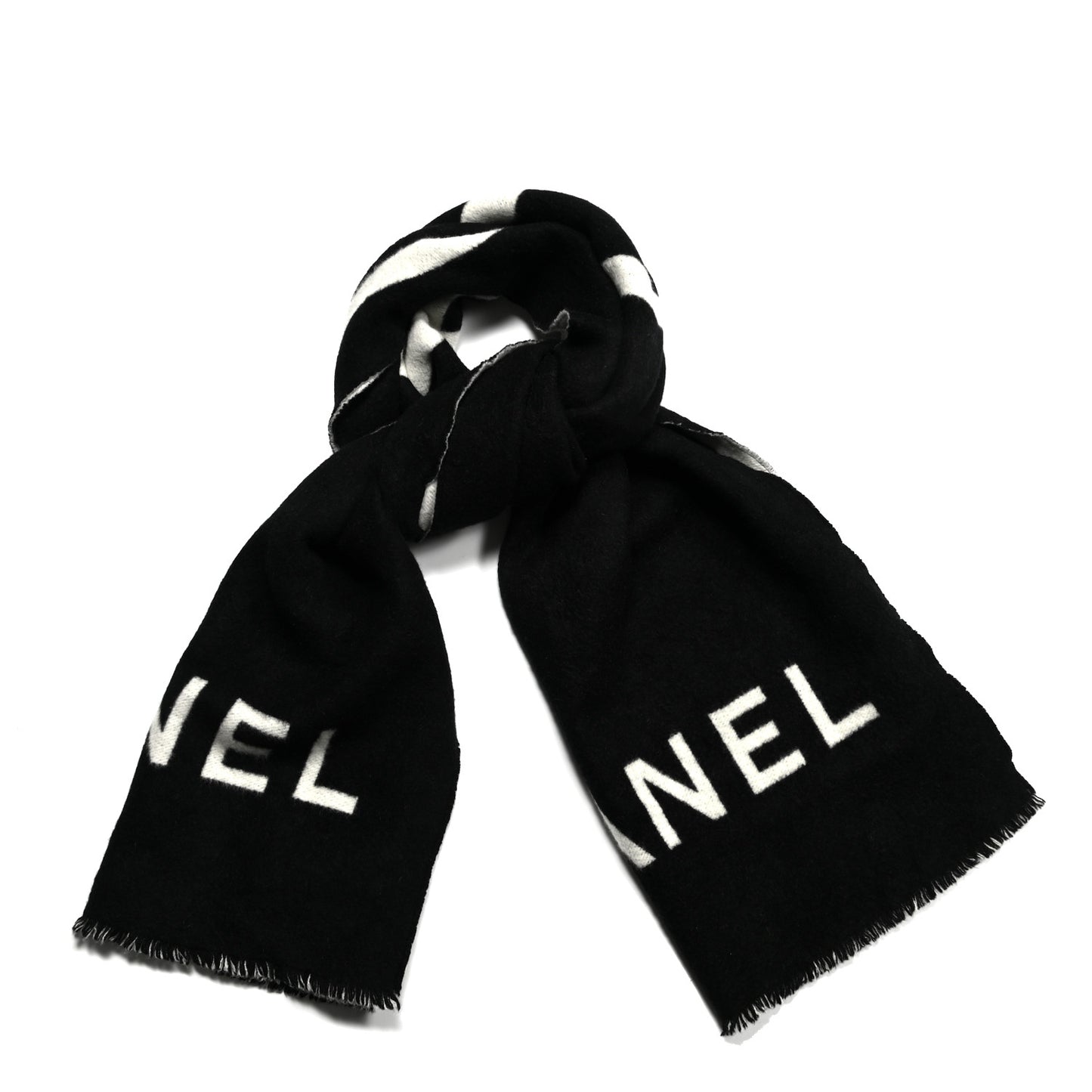 Cashmere CC Scarf Black White