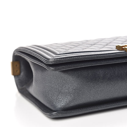Chanel Pearl Calfskin New Medium Boy Flap Dark Grey 8 of 13