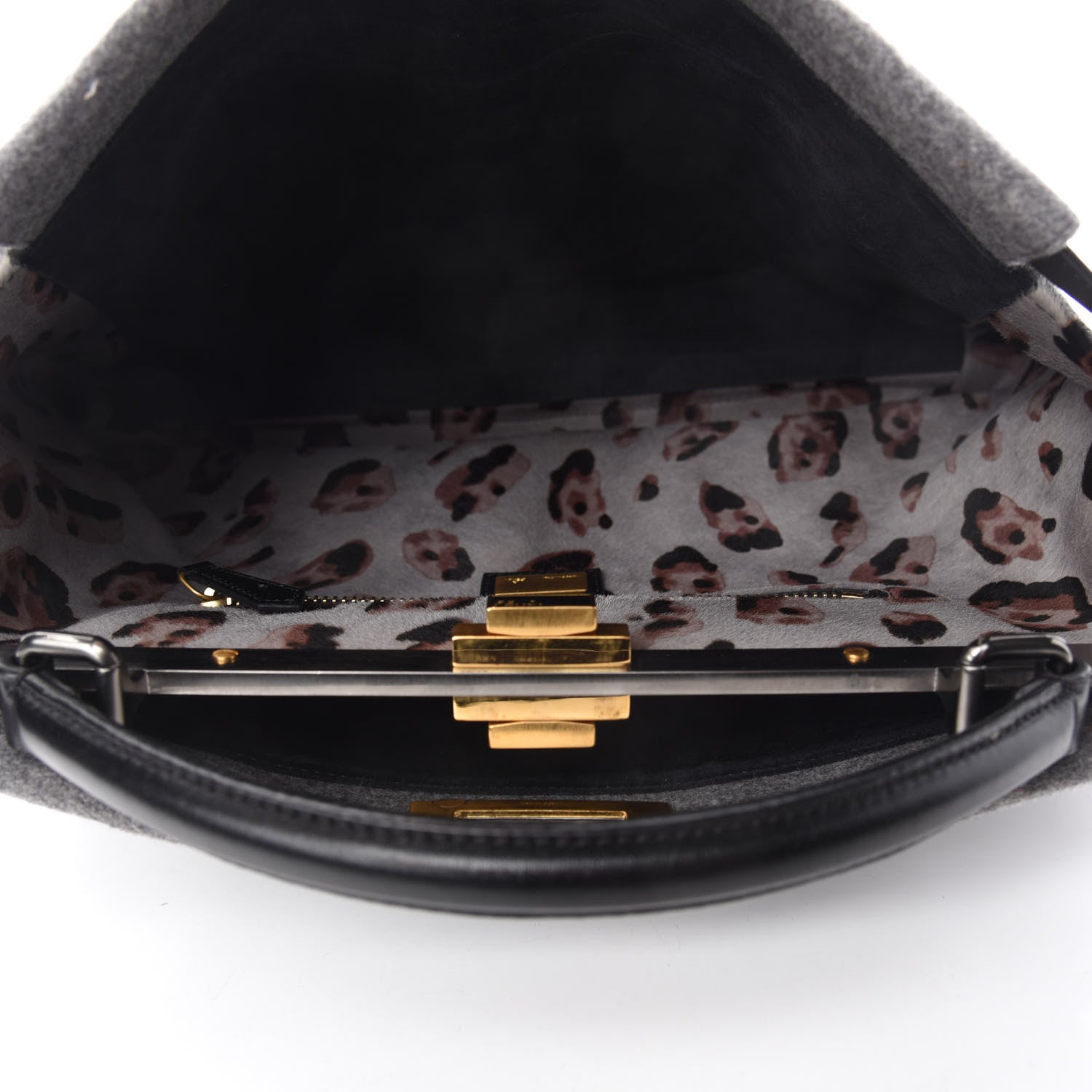 Fendi Flannel Large Peekaboo Iconic Satchel Grey 6 of 11