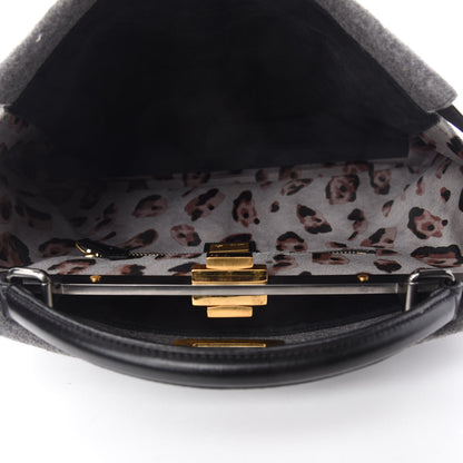 Fendi Flannel Large Peekaboo Iconic Satchel Grey 6 of 11